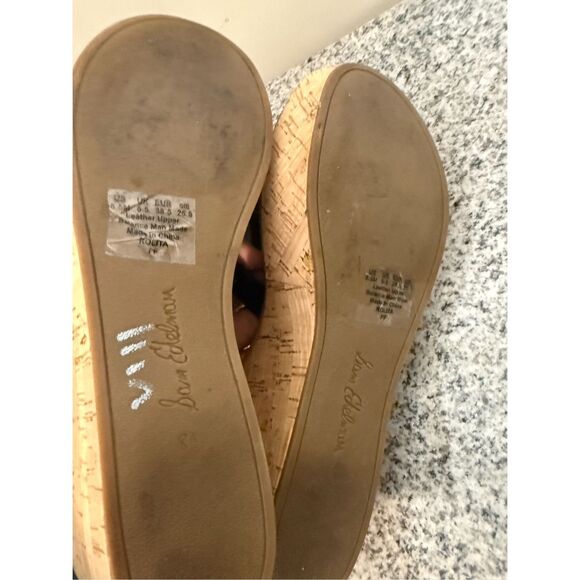 Sam Edelman Women's Rolita Open Toe Slide Platform Wedge Sandals 8.5 Black Leath - Picture 5 of 6